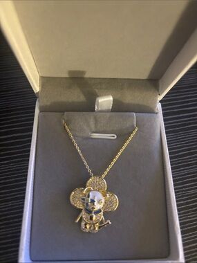 Gold-Tone Crystal Inspired Skull Clover Pendant Necklace - Women Jewelry